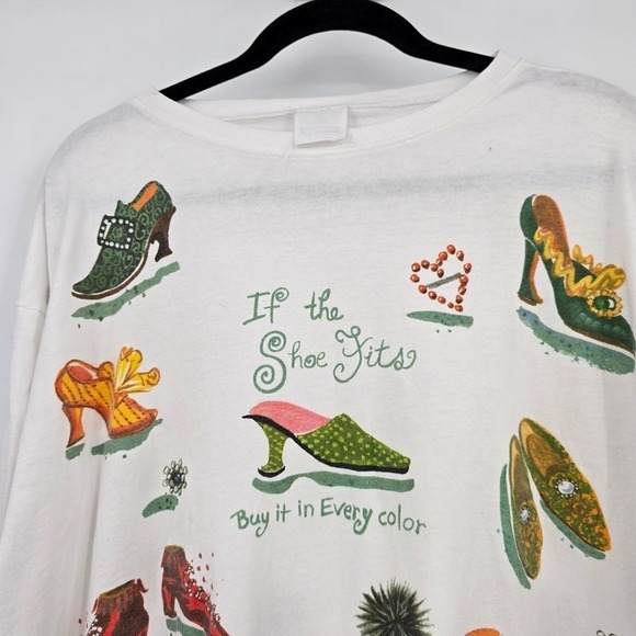 Vintage Shoe Lover Graphic Tunic Top Novelty Print Long Sleeve Womens One Size - Picture 3 of 11